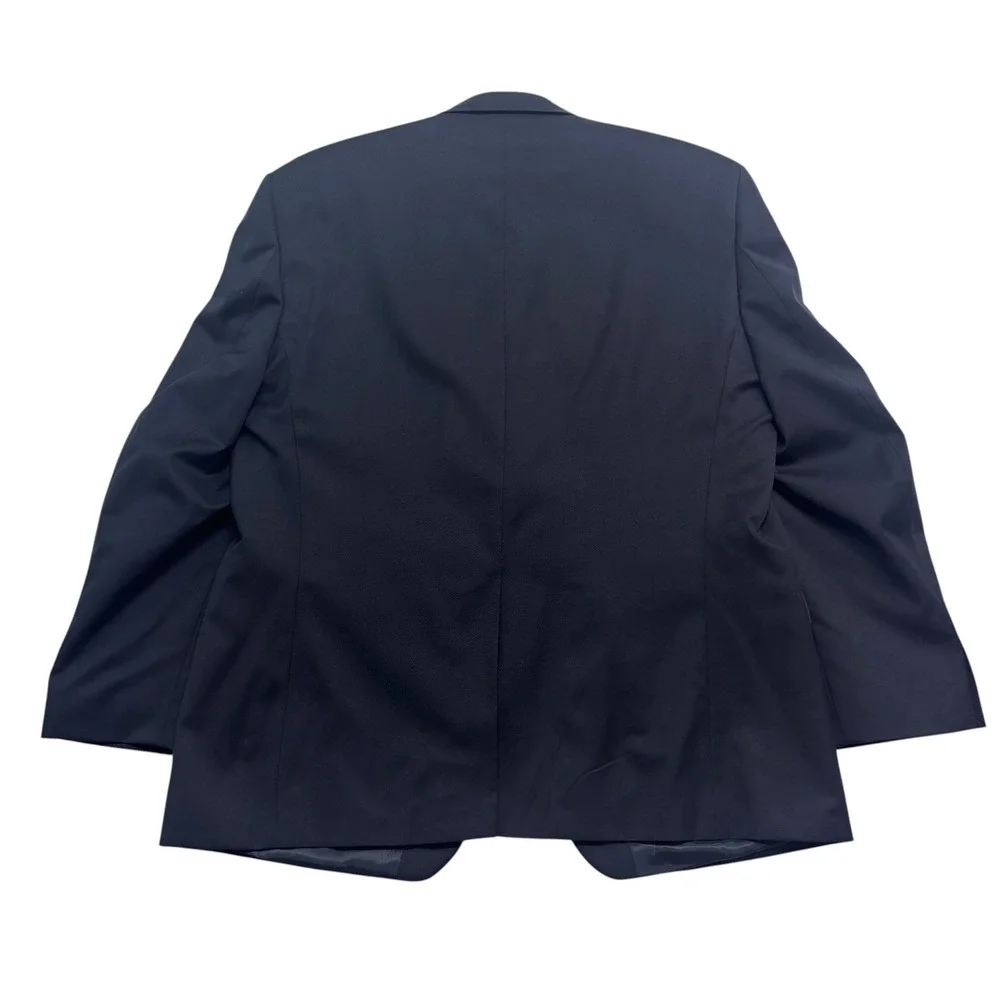 Chaps 46R Navy Blue Gold Buttons Blazer Jacket Sport Coat 100% Wool Mens Classic
